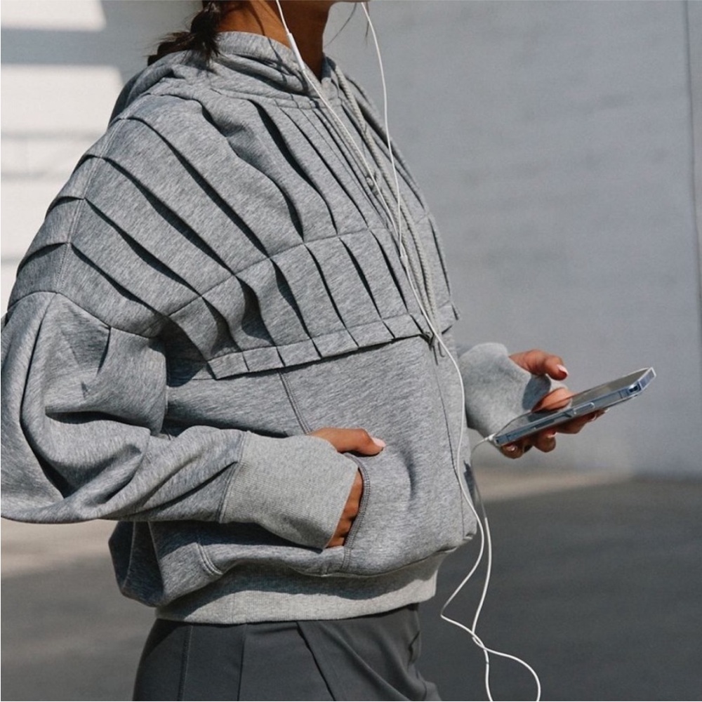 NEW FREE PEOPLE | We The Free Pick it Up Pleated Pullover Gray Hoodie Sz L
